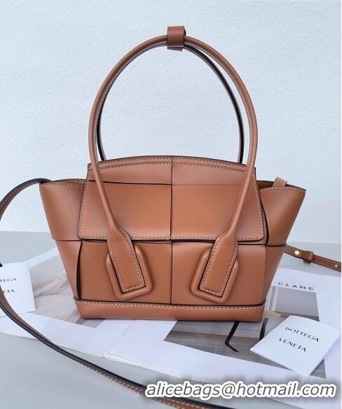 Promotional Bottega Veneta Mini Arco Tote Bag in intreccio Smooth Calfskin 600606 Brown 2023