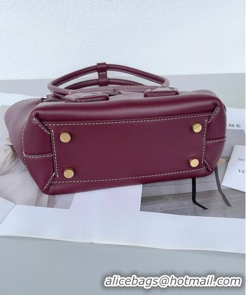 Good Quality Bottega Veneta Mini Arco Tote Bag in intreccio Smooth Calfskin 600606 Burgundy 2023