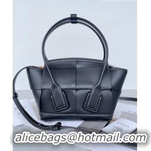 Promotional Bottega Veneta Mini Arco Tote Bag in intreccio Smooth Calfskin 600606 Black 2023