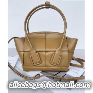 Buy Luxury Bottega Veneta Mini Arco Tote Bag in intreccio Smooth Calfskin 600606 Khaki 2023