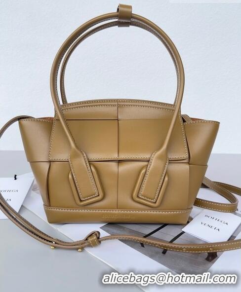 Buy Luxury Bottega Veneta Mini Arco Tote Bag in intreccio Smooth Calfskin 600606 Khaki 2023