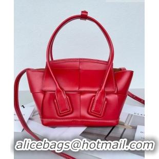 Famous Brand Bottega Veneta Mini Arco Tote Bag in intreccio Smooth Calfskin 600606 Red 2023