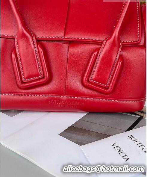 Famous Brand Bottega Veneta Mini Arco Tote Bag in intreccio Smooth Calfskin 600606 Red 2023