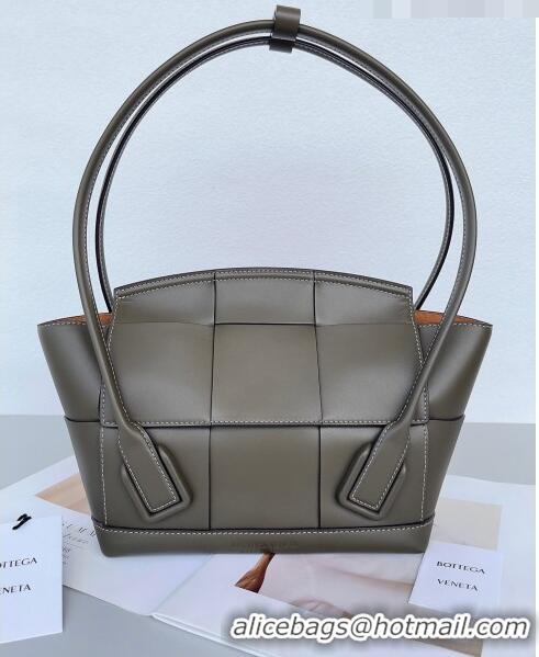 Super Quality Bottega Veneta Samll Arco Tote Bag in intreccio Smooth Calfskin 575943 Grey 2023