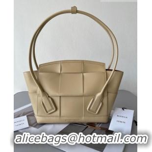 Best Grade Bottega Veneta Samll Arco Tote Bag in intreccio Smooth Calfskin 575943 Apricot 2023