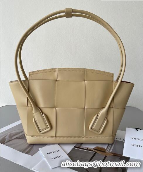 Best Grade Bottega Veneta Samll Arco Tote Bag in intreccio Smooth Calfskin 575943 Apricot 2023