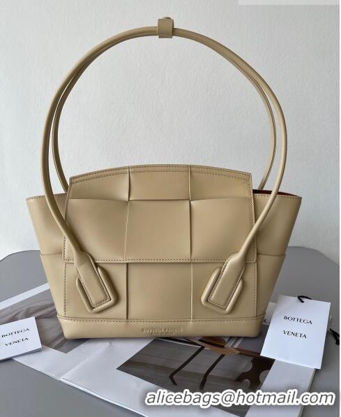 Best Grade Bottega Veneta Samll Arco Tote Bag in intreccio Smooth Calfskin 575943 Apricot 2023