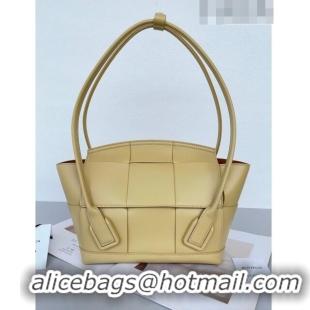 Low Cost Bottega Veneta Samll Arco Tote Bag in intreccio Smooth Calfskin 575943 Yellow 2023