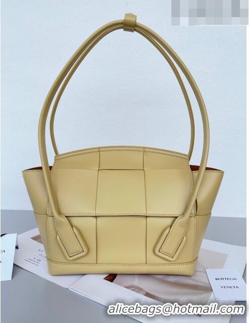 Low Cost Bottega Veneta Samll Arco Tote Bag in intreccio Smooth Calfskin 575943 Yellow 2023