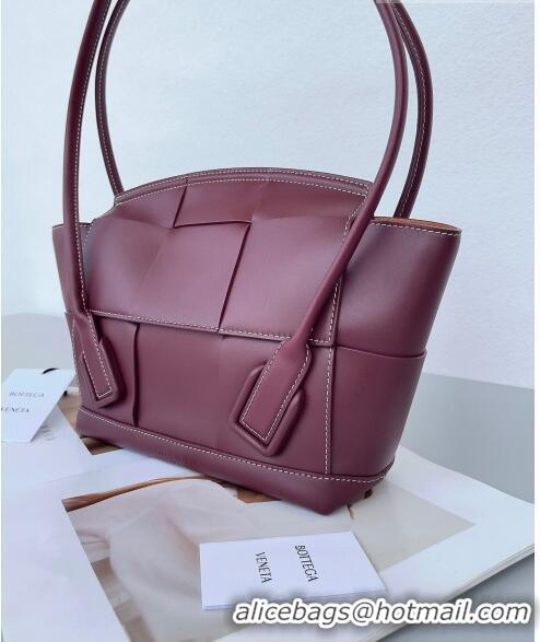 Well Crafted Bottega Veneta Samll Arco Tote Bag in intreccio Smooth Calfskin 575943 Burgundy 2023