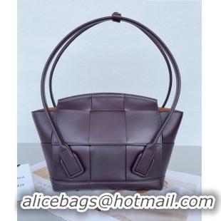 Famous Brand Bottega Veneta Samll Arco Tote Bag in intreccio Smooth Calfskin 575943 Chocolate 2023