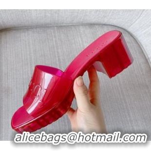 Sumptuous Gucci PVC Heel Slide Sandals 5.5cm Red 030278