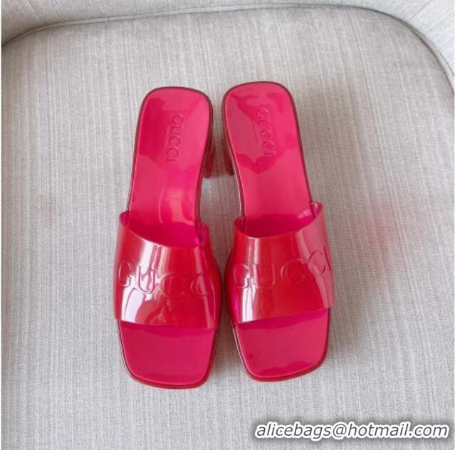 Sumptuous Gucci PVC Heel Slide Sandals 5.5cm Red 030278