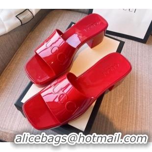 Good Quality ucci Rubber Heel Slide Sandals 5.5cm Red 030280