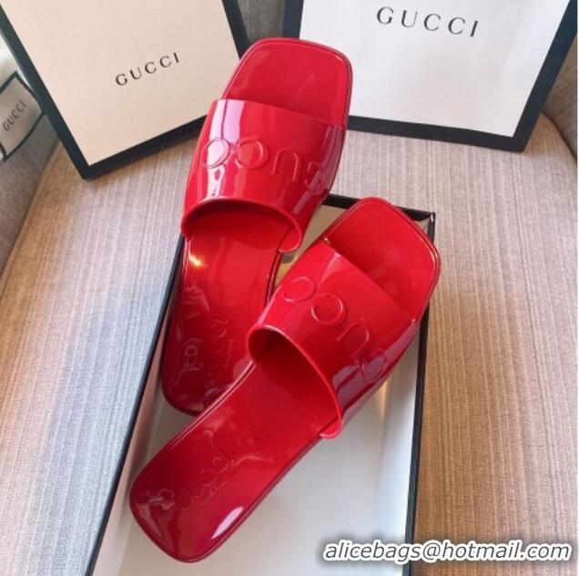 Good Quality ucci Rubber Heel Slide Sandals 5.5cm Red 030280