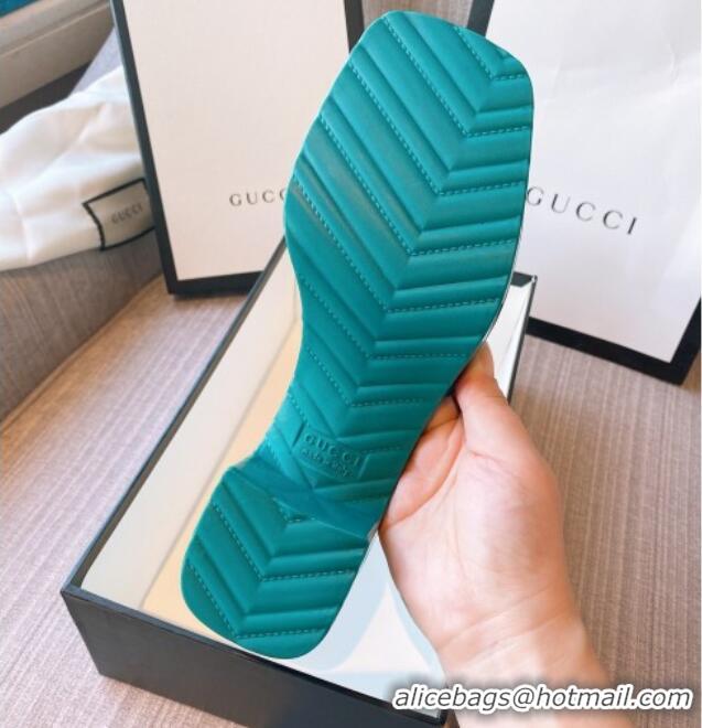 Pretty Style Gucci Rubber Heel Slide Sandals 5.5cm Peacock Green 030281