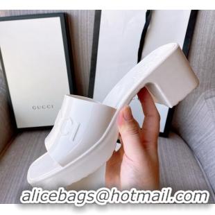 Grade Quality Gucci Rubber Heel Slide Sandals 5.5cm White 030282