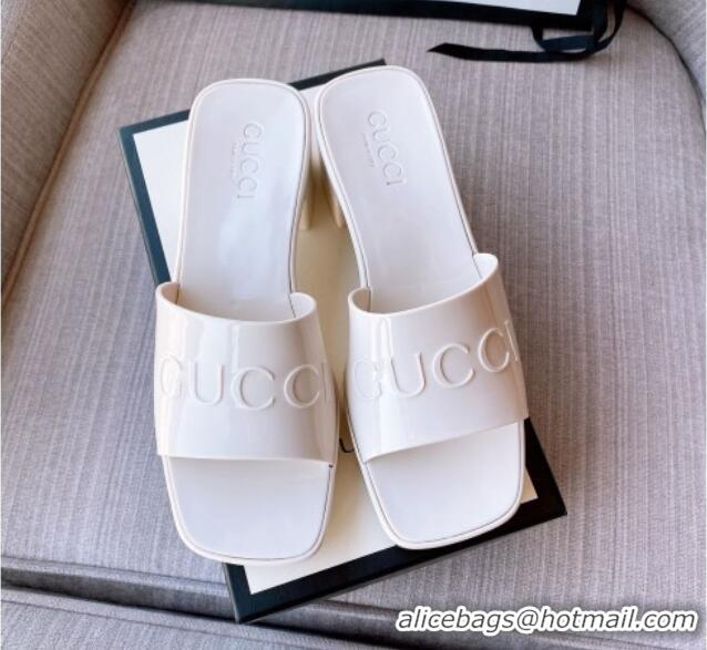 Grade Quality Gucci Rubber Heel Slide Sandals 5.5cm White 030282