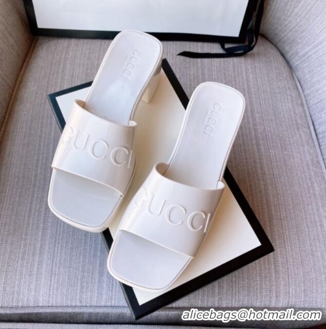 Grade Quality Gucci Rubber Heel Slide Sandals 5.5cm White 030282