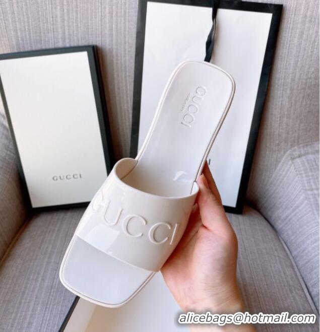 Grade Quality Gucci Rubber Heel Slide Sandals 5.5cm White 030282