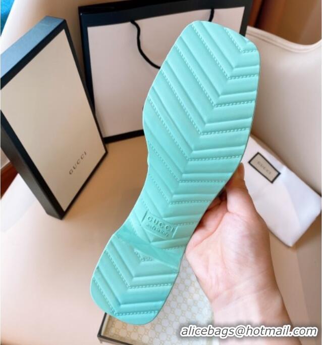 Luxury Gucci Rubber Heel Slide Sandals 5.5cm Light Green 030283