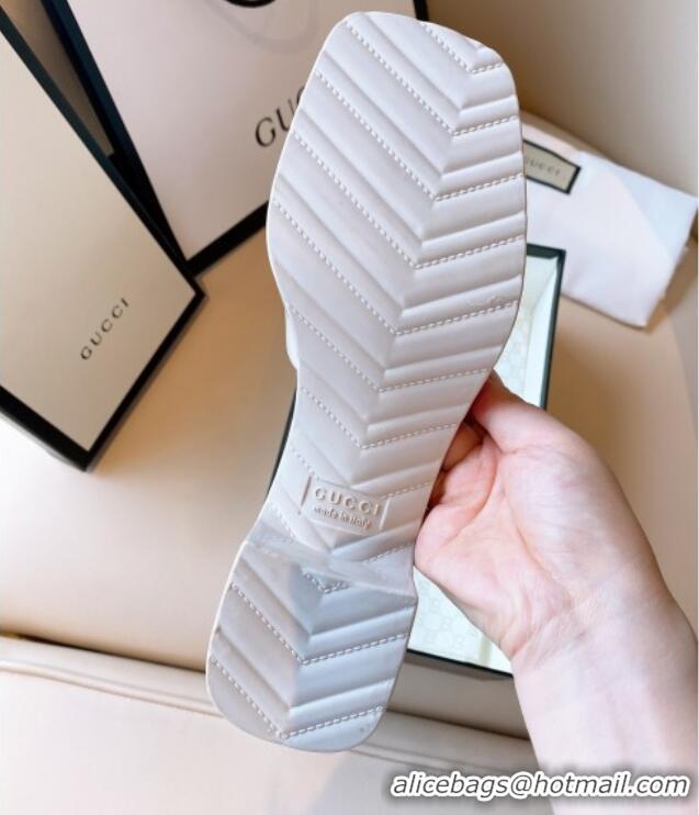 Luxurious Gucci Rubber Heel Slide Sandals 5.5cm Light Grey 030285