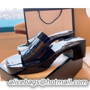 Fashion Gucci Rubber Heel Slide Sandals 5.5cm Black 030286