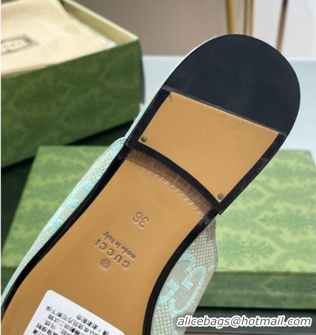 Best Grade Gucci Jumbo GG Canvas Princetown Slippers Green/Beige 030295