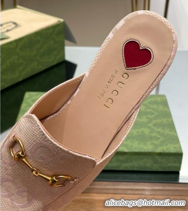 Low Cost Gucci Jumbo GG Canvas Princetown Slippers Pink/Beige 030296