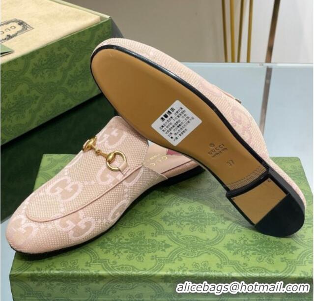 Low Cost Gucci Jumbo GG Canvas Princetown Slippers Pink/Beige 030296