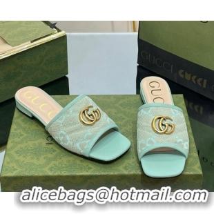 Top Quality Gucci Jumbo GG Canvas Slide Sandals Green 030297