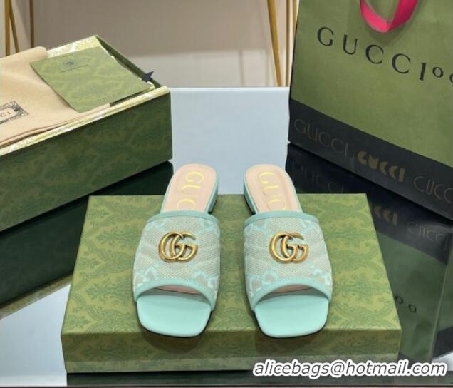 Top Quality Gucci Jumbo GG Canvas Slide Sandals Green 030297