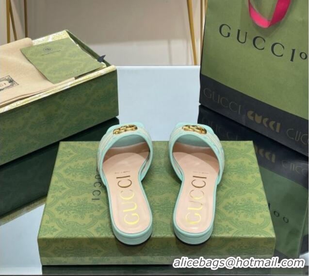 Top Quality Gucci Jumbo GG Canvas Slide Sandals Green 030297