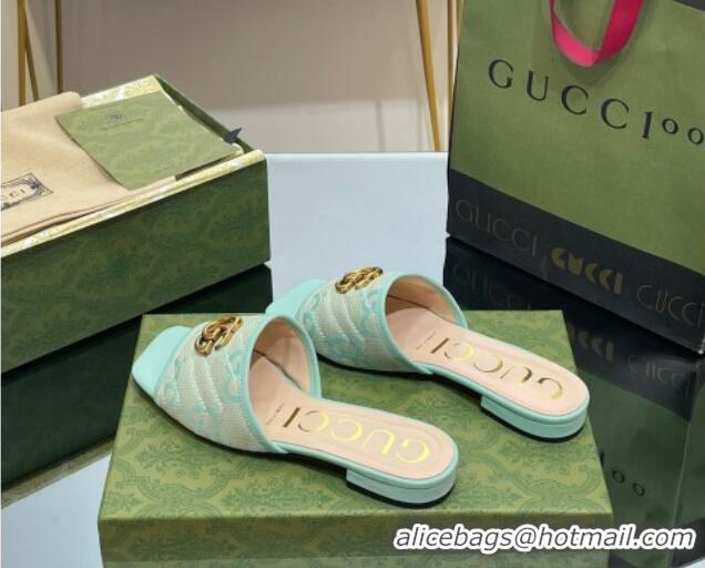 Top Quality Gucci Jumbo GG Canvas Slide Sandals Green 030297