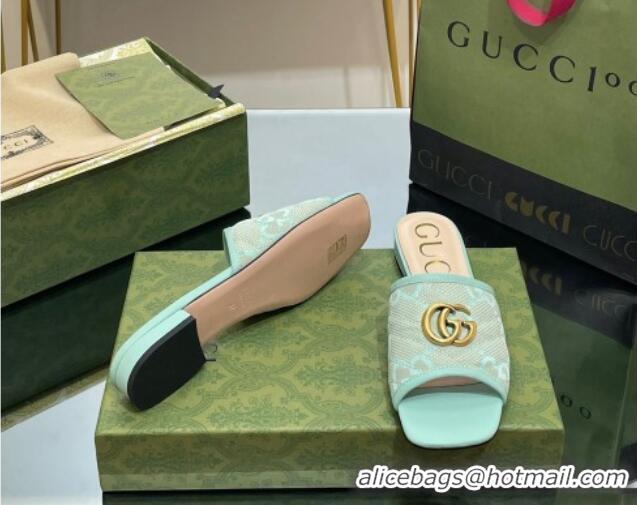 Top Quality Gucci Jumbo GG Canvas Slide Sandals Green 030297