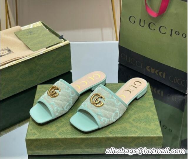 Top Quality Gucci Jumbo GG Canvas Slide Sandals Green 030297