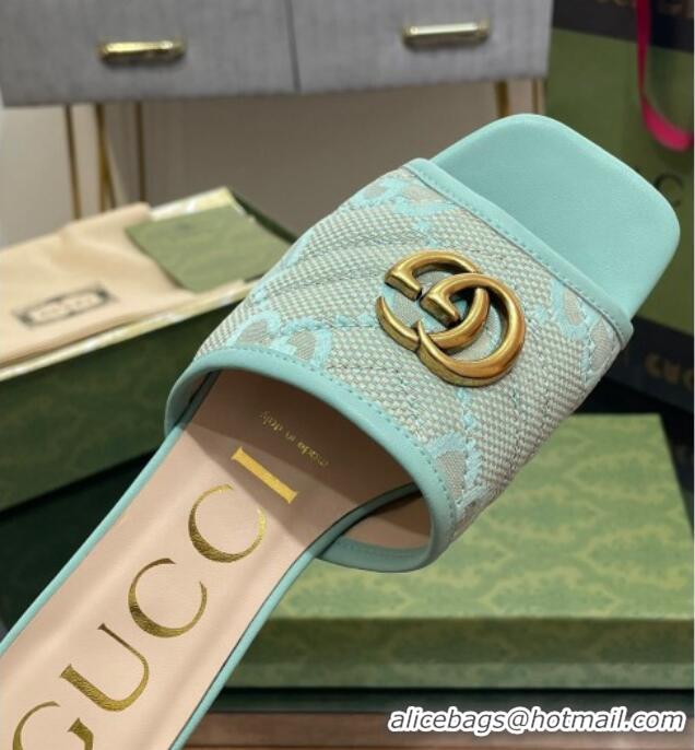 Top Quality Gucci Jumbo GG Canvas Slide Sandals Green 030297