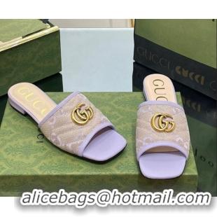 Stylish Gucci Jumbo GG Canvas Slide Sandals Purple 030299