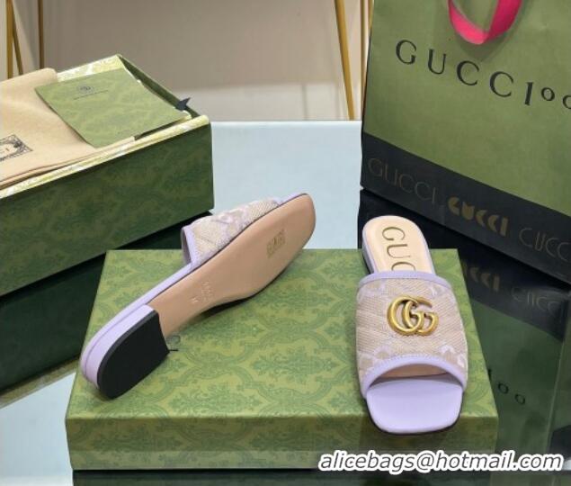 Stylish Gucci Jumbo GG Canvas Slide Sandals Purple 030299