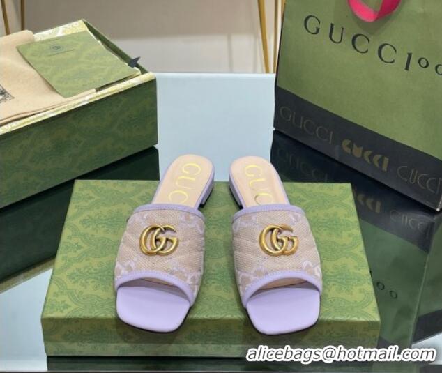 Stylish Gucci Jumbo GG Canvas Slide Sandals Purple 030299