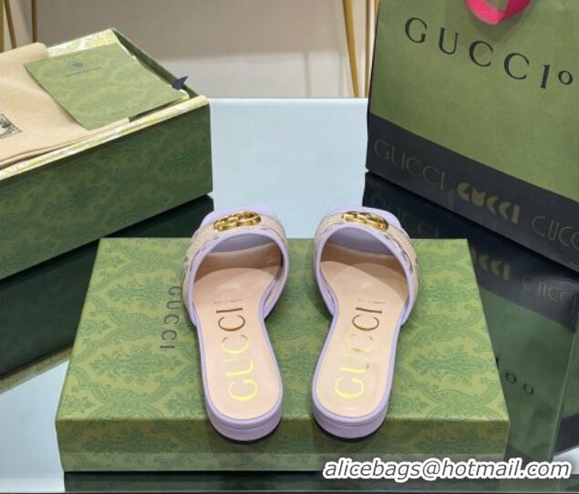 Stylish Gucci Jumbo GG Canvas Slide Sandals Purple 030299