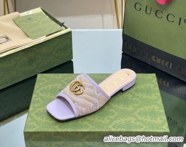 Stylish Gucci Jumbo GG Canvas Slide Sandals Purple 030299