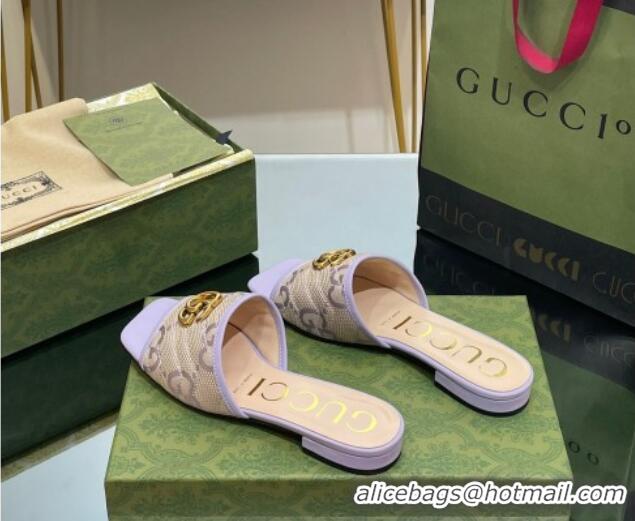 Stylish Gucci Jumbo GG Canvas Slide Sandals Purple 030299