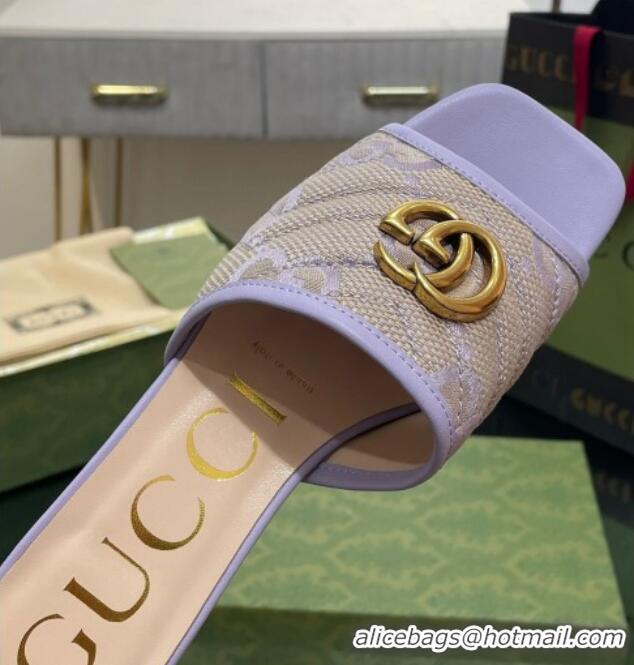 Stylish Gucci Jumbo GG Canvas Slide Sandals Purple 030299