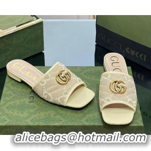 Grade Quality Gucci Jumbo GG Canvas Slide Sandals Yellow 0302100