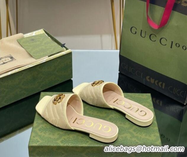 Grade Quality Gucci Jumbo GG Canvas Slide Sandals Yellow 0302100