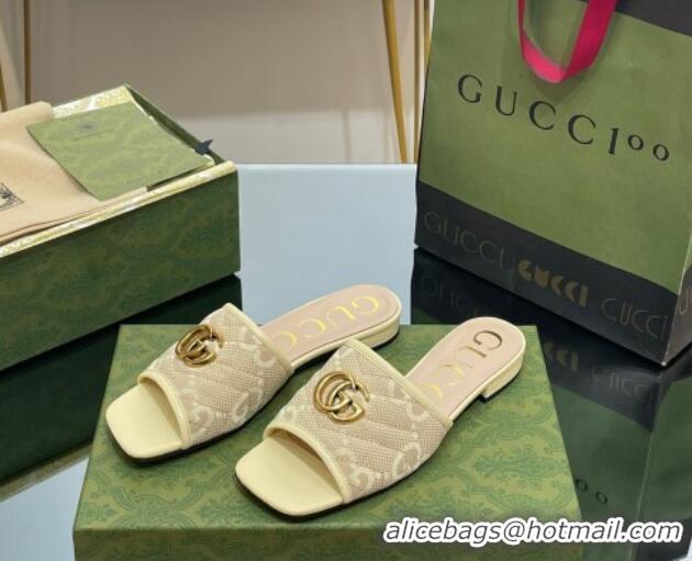 Grade Quality Gucci Jumbo GG Canvas Slide Sandals Yellow 0302100