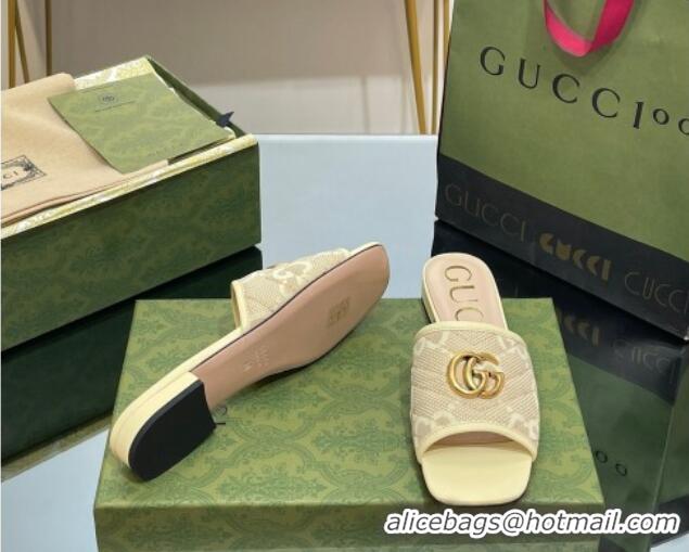 Grade Quality Gucci Jumbo GG Canvas Slide Sandals Yellow 0302100