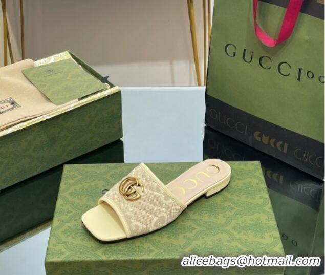 Grade Quality Gucci Jumbo GG Canvas Slide Sandals Yellow 0302100