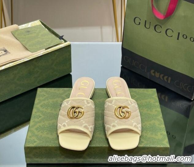 Grade Quality Gucci Jumbo GG Canvas Slide Sandals Yellow 0302100